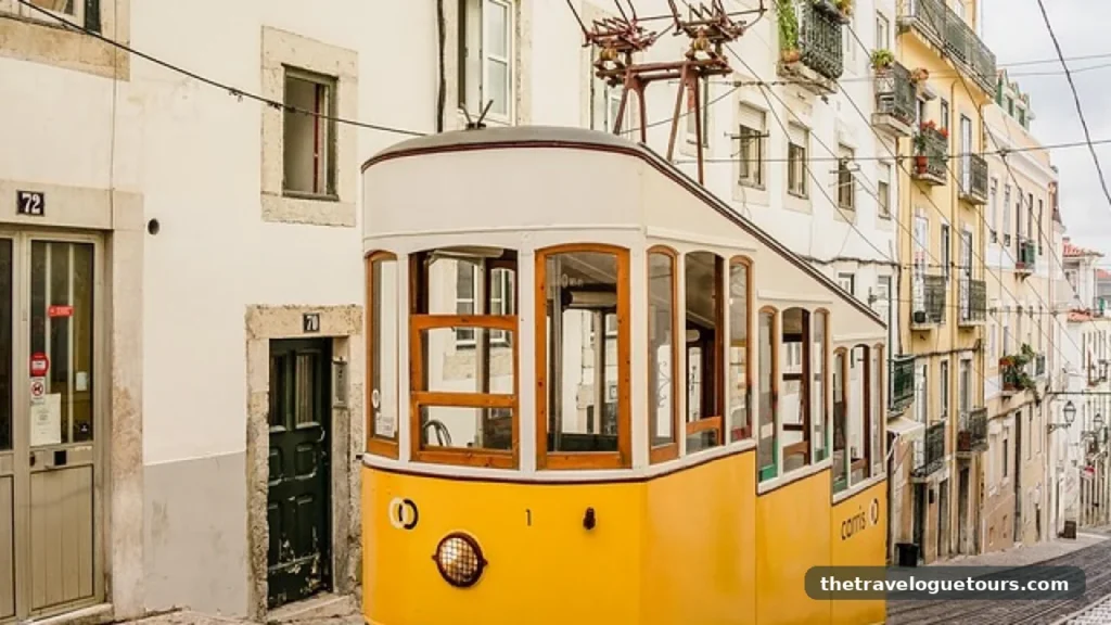 Yellow tram in Lisbon old town